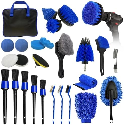 26PCS Car Detailing Kit, Car Detailing Brush Set, Car Cleaning Kit, Auto Detailing Tools for Interior Exterior Wheels, Professional Car Wash Accessories with Windshield Cleaning Tool and Storage Bag by Sufdari