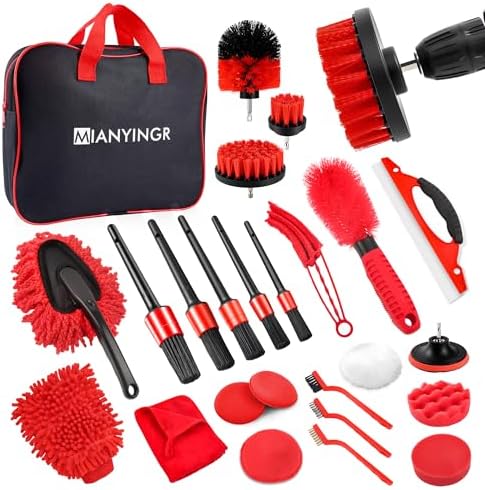 25Pcs Car Detailing Kit with Drill Brushes, Car Cleaning Kit for Interior Exterior, Wheel & Tire Brushes, Polishing Pads for Waxing, Auto Detailing Tools – Gift for Men Dad (25PCS) by Unknown