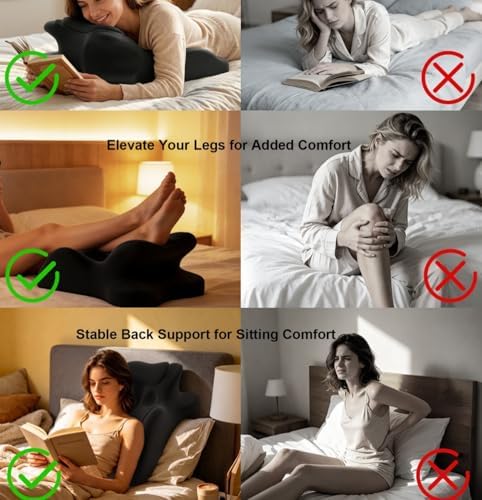 Luxurious Memory Cotton Lovers Pillow, Ergonomic Intimate Pillow, is an Ideal Choice for Reading, Waist Support, deep Support for Intimate Posture and Better Posture.，Blue - Image 3