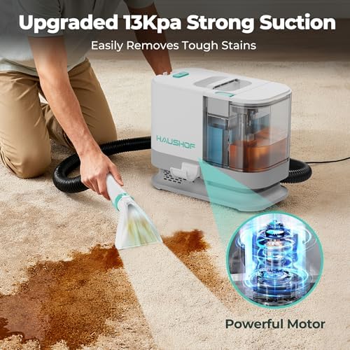 HAUSHOF Portable Carpet, Upholstery Cleaner Machine, 13Kpa Suction - Image 3