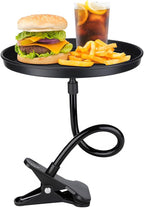 povtii Car Adjustable Food Tray, 360 Swivel Car Food Tray, 8.7 Inch Diameter, Non-Slip Clip Type Snack Tray, Black by povtii