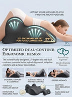 Ergonomic Contoured Support Pillow, 27°Angle Wedge Memory Foam Pillow, Multi-Functional Neck Back Waist Pillow for Bed Sleeping & Reading, with Removable Pillowcase (1, Dark Gray) - Image 2