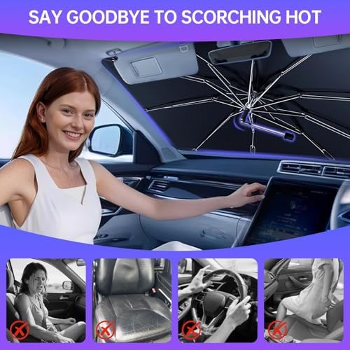 2026 Windshield Sun Shade Umbrella, Foldable Car Sunshade for Mid-Size Car - Image 6
