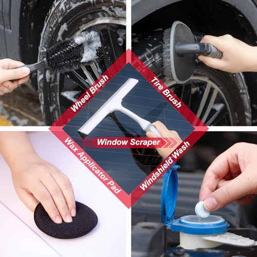 42Pcs Car Wash Cleaning Kit with Foam Gun Sprayer Detailing Brushes Car Vacuum Windshield Cleaning Tool Tire Brush Towels Complete Interior Exterior Detailing Set for Car - Image 6