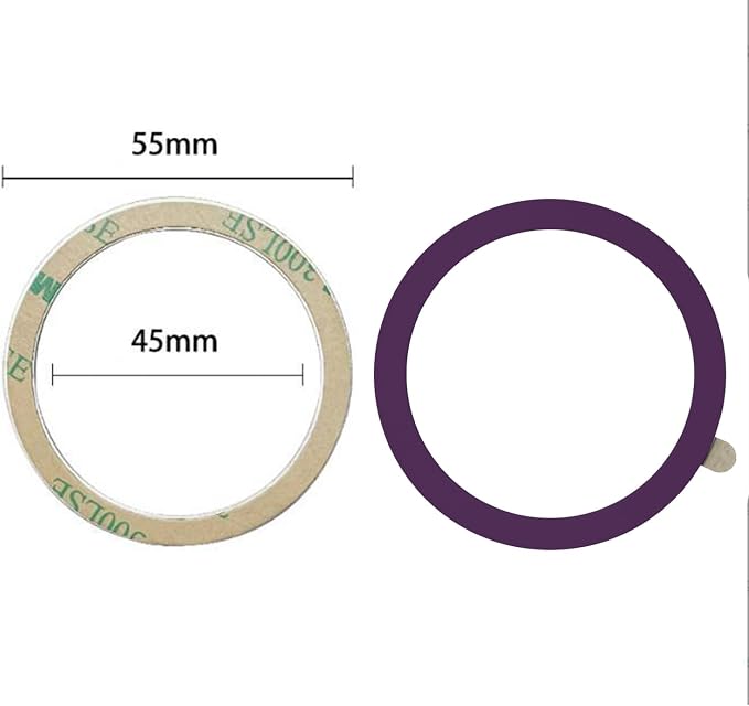 TENOC Universal Metal Ring Sticker, 3Pcs, Purple | Compatible with iPhone/Samsung/Android Cellphones, Magnetic Phone Charger/Mount/Holder Conversion - Image 2
