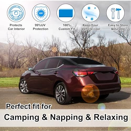 TINGLU Window Shades for Nissan Sentra 2020-2024 2025 Accessories Car Side Full Windows Rear Triangular Windshield Sun Shade Sun UV Rays & Privacy Protection for Camping,Napping,and Relaxing 6PCS - Image 6