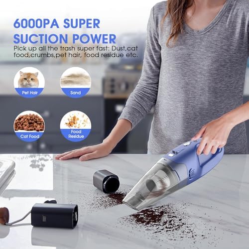 YOOHI Handheld Vacuum Cordless Rechargeable – 6000Pa Mini Hand Held Vacuum, LED Light, 20–25 Mins Runtime, USB Charging, 500ML Cup – Lightweight Small Vacuum Cleaner Cordless for Car/Office/Home - Image 5