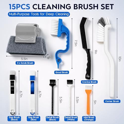 Window Track Cleaning Tools, 15 Pcs Sill Cleaner Brush for Window/Door Tracks, Sliding Doors, Tile Lines, AC Vents & Keyboards - Image 2