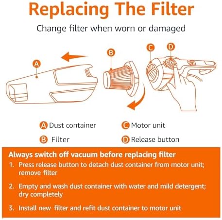 Amazon Basics Washable Replacement Filters for 2-in-1 Corded Stick Vacuum Cleaner ONLY (not for Other Models), 4-Pack, White - Image 3