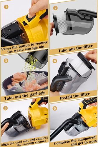 Cordless Vacuum Cleaner for Dewalt 20V Battery, 5 in 1 Handheld Electric Vacuum with Washable HEPA Filter，50CFM 100AW Cordless Vacuum for Floor, Carpet, Car(Battery Not Included) - Image 4