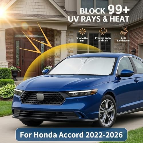 for Honda Accord 2023 2024 2025 2026 Windshield Sun Shade - Foldable Front Window Shade Windshield Cover Custom Fit Honda 11th Gen Accessories Sun Visor Shade Blocks UV Rays Accessories - Image 2