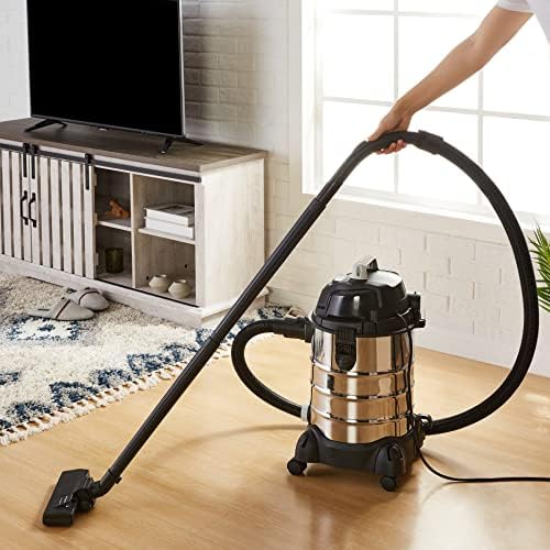 Amazon Basics Wet Dry Shop Vacuum Cleaner, 6 Gallon, 3.5 HP Stainless Steel, with Filter, Grey/Black - Image 2