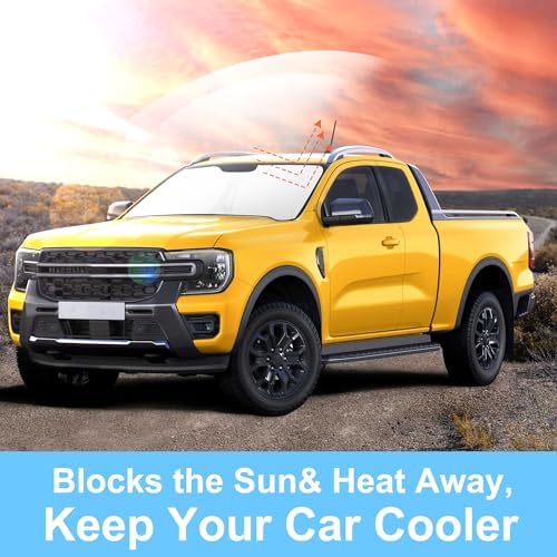 TINGLU Sun Shade for Ford Ranger 2019-2024 2025 2026 Accessories Windshield Sun Shade Window Shade UV Rays Protection Sun Visor Cover with Steering Wheel Sunshade Storage Bag - Image 5
