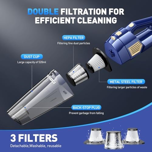 Handheld Vacuum Cordless Rechargeable, Hand Held Car Vacuum Cleaner - Image 5