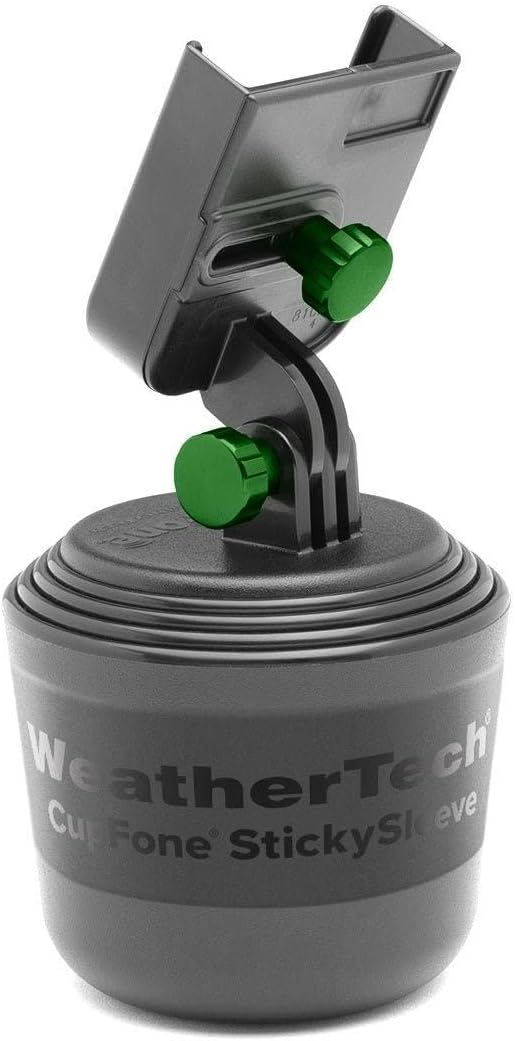 WeatherTech CupFone with Solid Billet Aluminum Knobs - Forest Green, Adjustable Phone Holder for Smartphones, 360 Rotatable Base, Easy Access Charging by WeatherTech