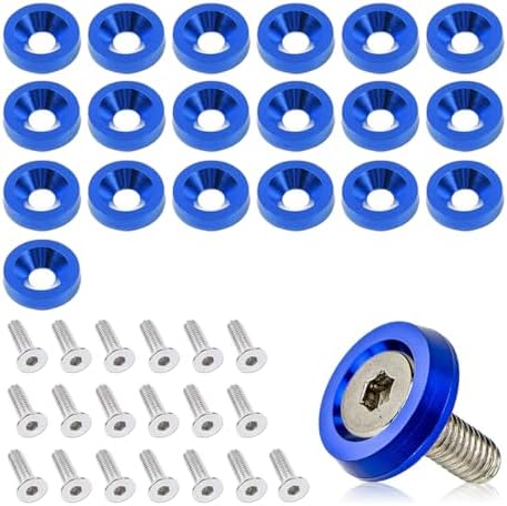 smilfuy 20PCS Aluminum Bumper Fender Washer Stainless Steel Bolts, Blue by smilfuy