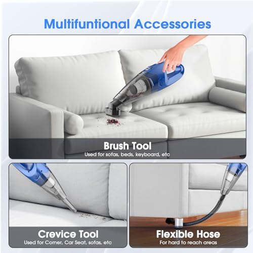 YOOHI Handheld Vacuum Cordless Rechargeable – 6000Pa Mini Hand Held Vacuum, LED Light, 20–25 Mins Runtime, USB Charging, 500ML Cup – Lightweight Small Vacuum Cleaner Cordless for Car/Office/Home - Image 3