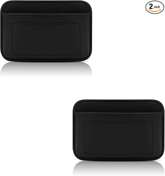 Accmor 2pcs Universal Car Side Pocket Organizer, PU Leather Car Pocket Pouch Cell Phone Sunglasses Holder Organizer Accessories for Car Seat, Door, Window, Console by Accmor