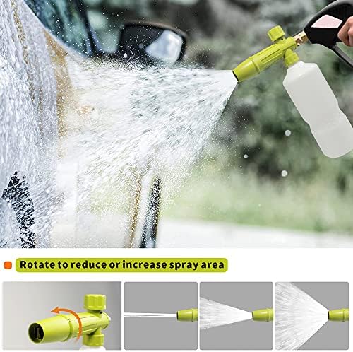 Foam Cannon 1 L Bottle Car Wash Snow Foam Lance with 1/4" Quick Connector Pressure Power Jet Washer Quick Release Adjustable Nozzle with 1 Washing Mitts - Image 6