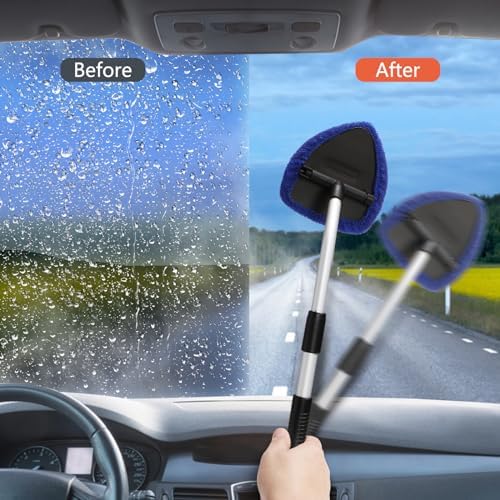 7 Pack Upgrade Car Windshield Cleaner Tool Bonnets, Microfiber Cloths for Inside Windshield Cleaning Tool Pads, Interior Windshield Cleaner Tool Replaceable Cleaning Bonnets, Fit 6.5”, Blue - Image 6