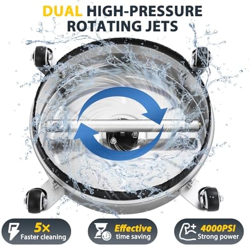 Dalmbox 14" Pressure Washer Surface Cleaner, 4 Wheels, 1/4" Quick-Connect - Image 3