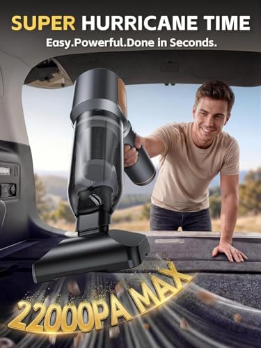REWONDER Car Vacuum Cleaner High Power, 22000Pa Vacuum Cleaner & 110000RPM Air Duster, Handheld Vacuum with 7800mAh Battery, Storage Bag & Multi-Nozzles for Car, Home, Office - Image 3