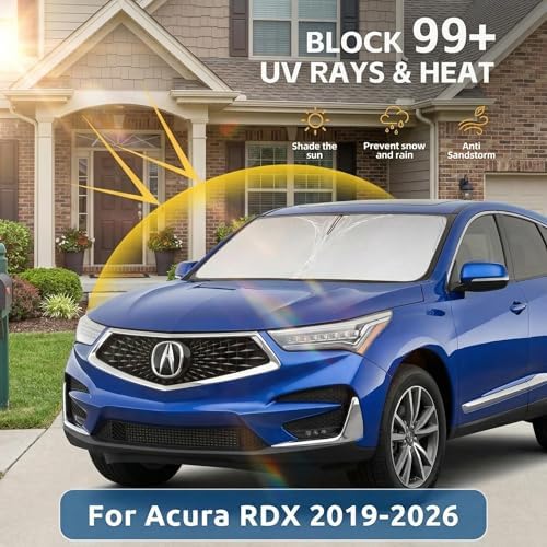 Windshield Sun Shade for Acura RDX 2019-2024 2025 2026 Front Window Shade Custom Fit RDX Accessories Sun Visor Foldable Shade Blocks UV Rays Summer Must Have Car Accessories - Image 2