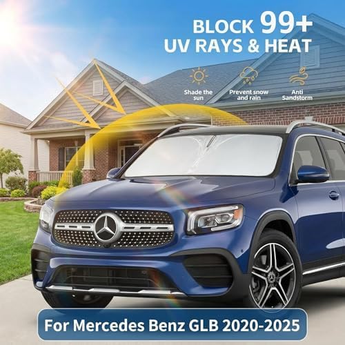 Windshield Sun Shade for Mercedes Benz GLB 2020-2024 2025 Sunshade Front Window Shade Custom Fit GLB Accessories Sun Visor Foldable Shade Blocks UV Rays Accessories - Image 2