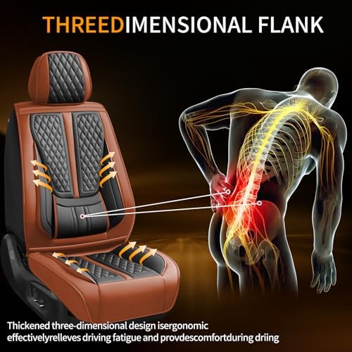 Fit Wrangler Car Seat Covers Compatible with Jeep Wrangler 2007-2024 2025 2026.Full Coverage Waterproof Leather,All-Weather Seat Cushion Protector-Easy Installation(Full Set,Brown) - Image 5