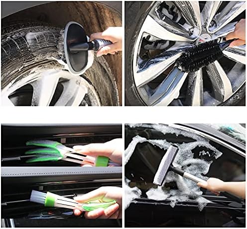 22Pcs Car Wash Cleaning Tools Kit Car Detailing Set with Canvas Bag Purple Collapsible Bucket Wash Mitt Sponge Towels Tire Brush Window Scraper Duster Complete Interior Car Care Kit - Image 5