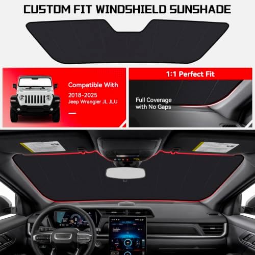 Windshield Sun Shade for Jeep Wrangler JL JLU 2018-2026 - Image 3