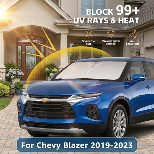 for Chevy/Chevrolet Blazer Windshield Sun Shade 2019-2023 Sunshade Front Window Shade Custom Fit Blazer Accessories Sun Visor Foldable Shade Blocks UV Rays Accessories - Image 2