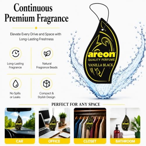 AREON MON MA31 Hanging Best Car Air Freshener Vanilla Black Scent, Paper Hanging Ornaments, Long Lasting Scent for Car or Home 12 Pack - Image 5