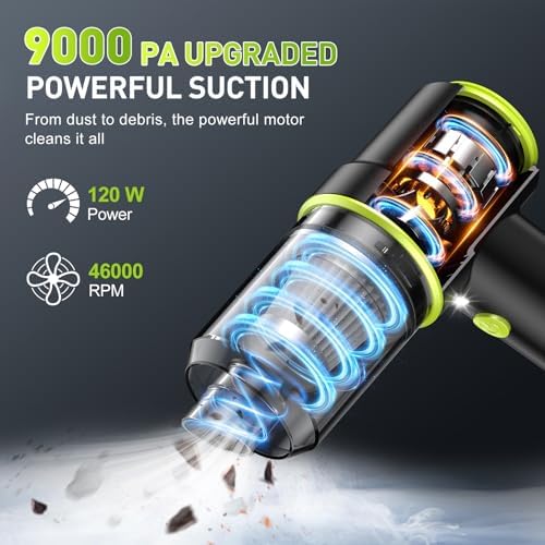 KMM Handheld Car Vacuum Cleaner, 9000PA Vacuum & Air Duster - Image 2