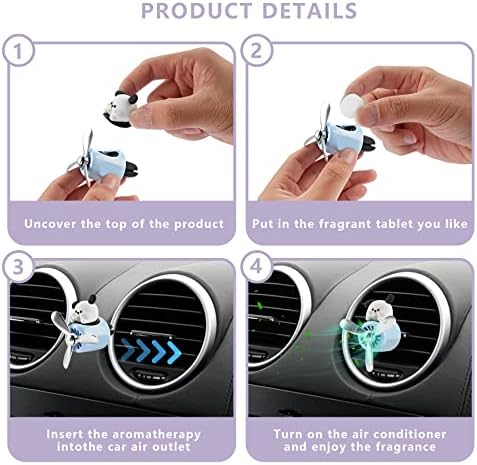 Car Air Fresheners Cute Cartoon White Puppy Pilot Car Diffuser Rotating Propeller Automotive Air Outlet Fan Creative Car Perfume Decoration Funny Car Interior Accessories - Image 4