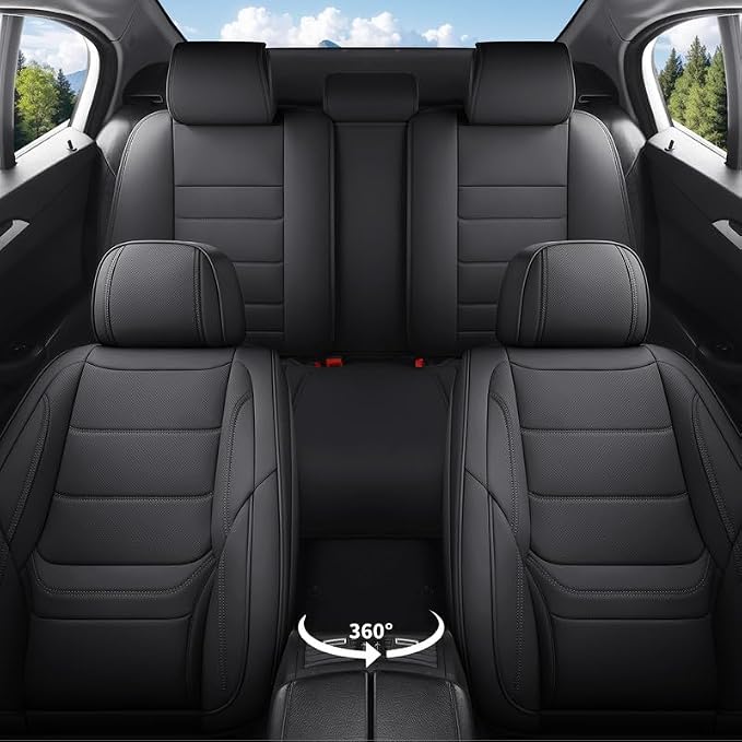 Car Seat Covers Full Set Custom Fit For Toyota Tacoma 2001-2026, Black | Lumbar Support, Premium Faux Leather, Breathable, Anti-Slip, Airbag Compatible, Waterproof, Car Seat Protectors, 2 Row-5Seat - Image 2