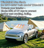 Windshield Sun Shade for 2017-2026 Tesla Model Y/Model 3, 4-Layer 240T Foldable UV Block Car Accessory to Cool Interior - Image 2
