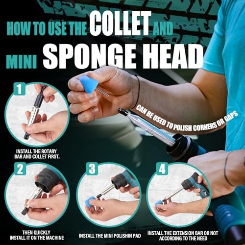 AUTIWOZ Cordless Mini Polisher Fast Change 1/3inch 12mm and 3mm Orbital, DA/RO Small Polisher for Car Detailing 6 Speeds, 2Pcs 2000mAh Li-ion Batteries, with Collet, Cone Cylinder Polishing Pads - Image 3