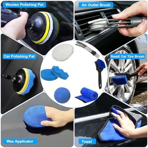 26PCS Car Detailing Kit, Car Detailing Brush Set, Car Cleaning Kit, Auto Detailing Tools for Interior Exterior Wheels, Professional Car Wash Accessories with Windshield Cleaning Tool and Storage Bag - Image 6