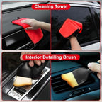 Windshield Cleaner Tool, 17Pcs Red Car Interior Cleaning Kit, Car Detailing Kit Interior Cleaner, Car Detailing Brushes, Car Cleaning Gel, Inside Cleaning Supplies Accessories for Women Girls - Image 6