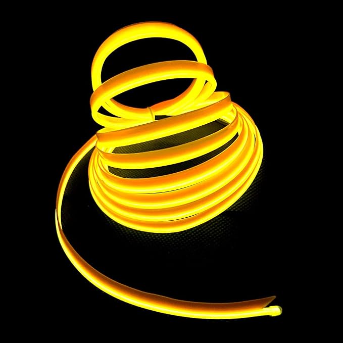 El Wire Yellow Interior Car LED Strip Lights, 10M Neon Wire USB 5V with Fuse Protection for Automotive Interior Decoration, with 6mm Sewing Edge - Image 3
