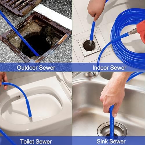 Sewer Jetter Kit 100 FT for Pressure Washer, 5800 PSI Drain Cleaner Hose - Image 5