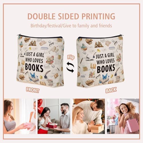 Book Travel Makeup Bag For Women & Teen Girl Book Lover Gifts | Small Cosmetic Bag & Toiletry Pouch Just A Girl Who Love Books Themd For Mom, Friends.Ideal Bookish Gifts For Birthdays. - Image 6