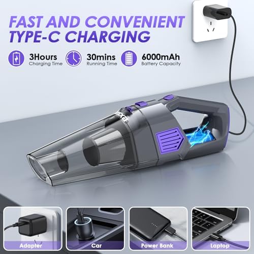 Gxzsk Handheld Vacuum Cordless, 15000PA Hand Vacuum, Car Vacuum Cleaner - Image 4