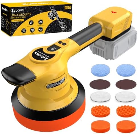 20V Brushless 6-Inch Random Orbital Cordless Buffer Polisher Kit by Zybaiiru