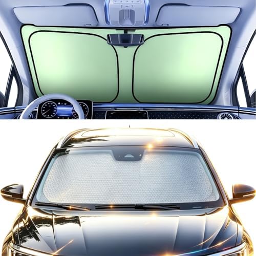 Foldable Windshield Sunshade | Graphene Heat Shield with Reflective Polyester Fabric | UV Protection Car Sun Shade with Memory Steel Frame | Keeps Interior Cool & Protects Dashboard | L (58 x 31 in) - Image 3