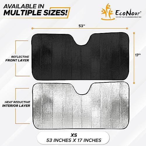 EcoNour Accordion Windshield Sun Shade for Jeep Wrangler | Car Shade Front Windshield Designed for Jeep Wrangler| Dashboard Sun Visor for UV and Heat | XS 53 x 17 inches - Image 3
