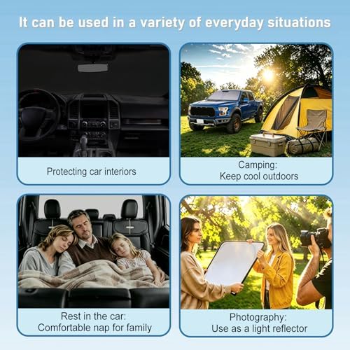 Windshield Sun Shade Compatible with 2015-2020 Ford F150 Accessories,Foldable Front Sun Visor,F-150 Sunshade,Fits Lariat,King Ranch,Platinum,XL,XLT,Limited and Raptor Model - Image 3