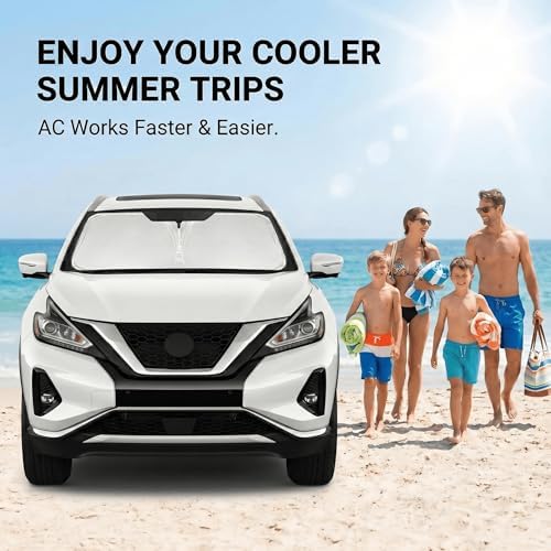 Windshield Sun Shade for Nissan Murano 2015-2024 Sunshade Front Window Shade Custom Fit Murano Accessories Sun Visor Foldable Shade Blocks UV Rays Accessories - Image 4