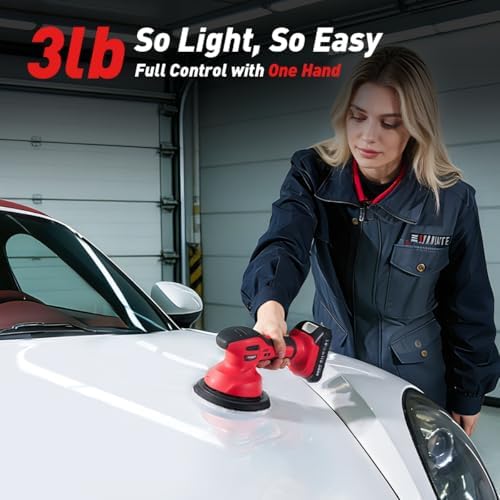 6 Inch Cordless Car Buffer Polisher kit w/ 2x2000mAh 21V Batteries - Image 6